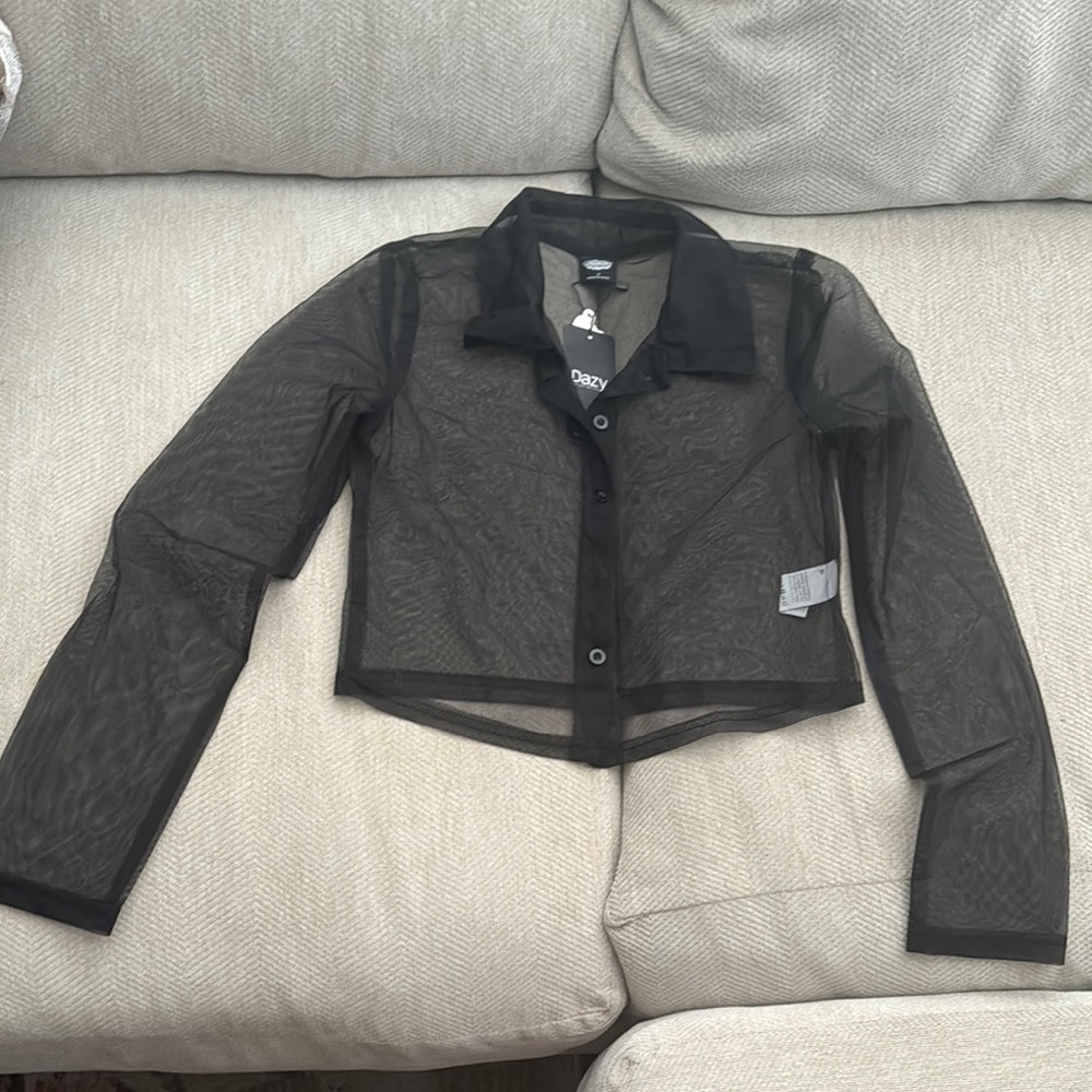 Women's Black Sheer Crop Jacket
